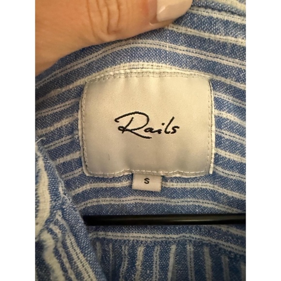 Rails Button Up Shirt Womens Blue White Striped Long Sleeve Coastal size Small - Picture 5 of 9